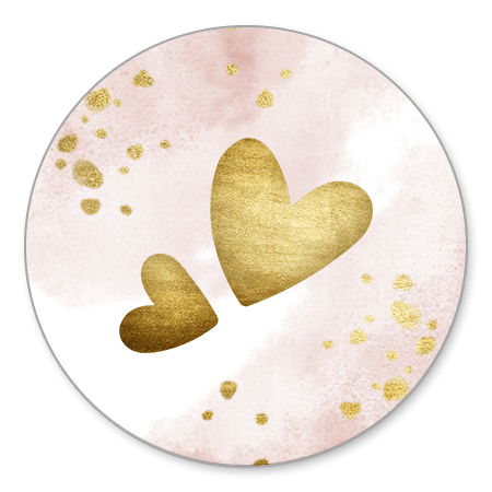 Gouden hartjes met roze waterverf